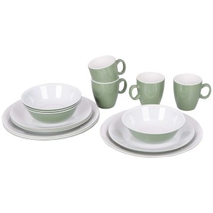 Bo-camp servies groen/wit 16 delig